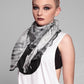 Black smoke tie dye genuine silk scarf | lightweight