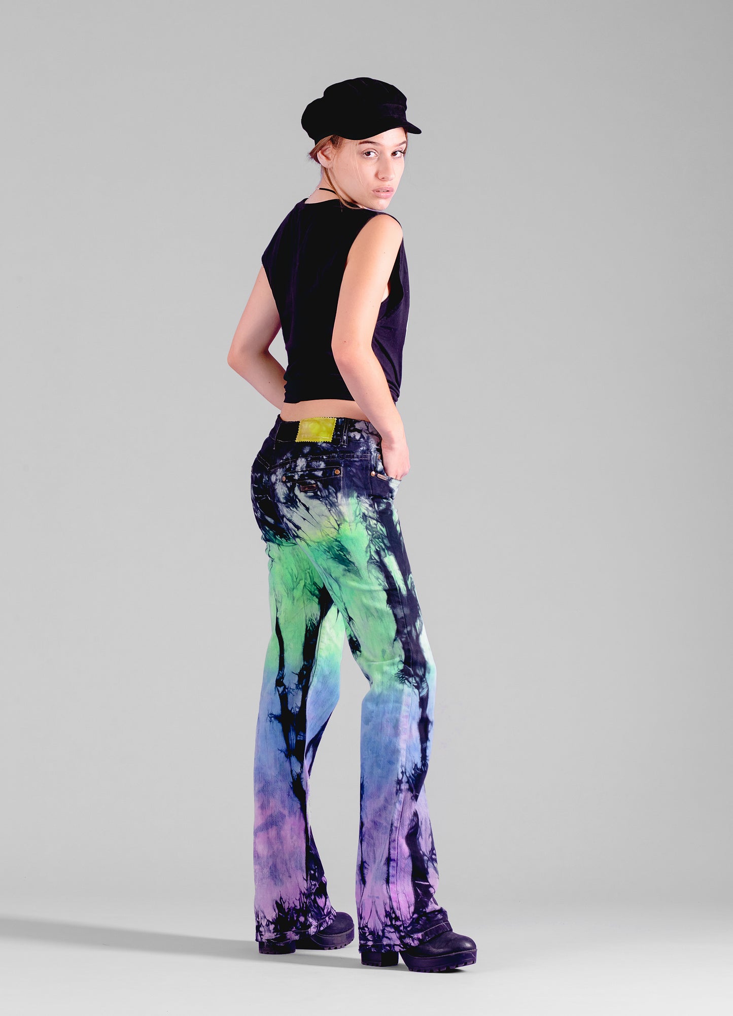 Ombre purple blue green tie dye jeans | Size Small