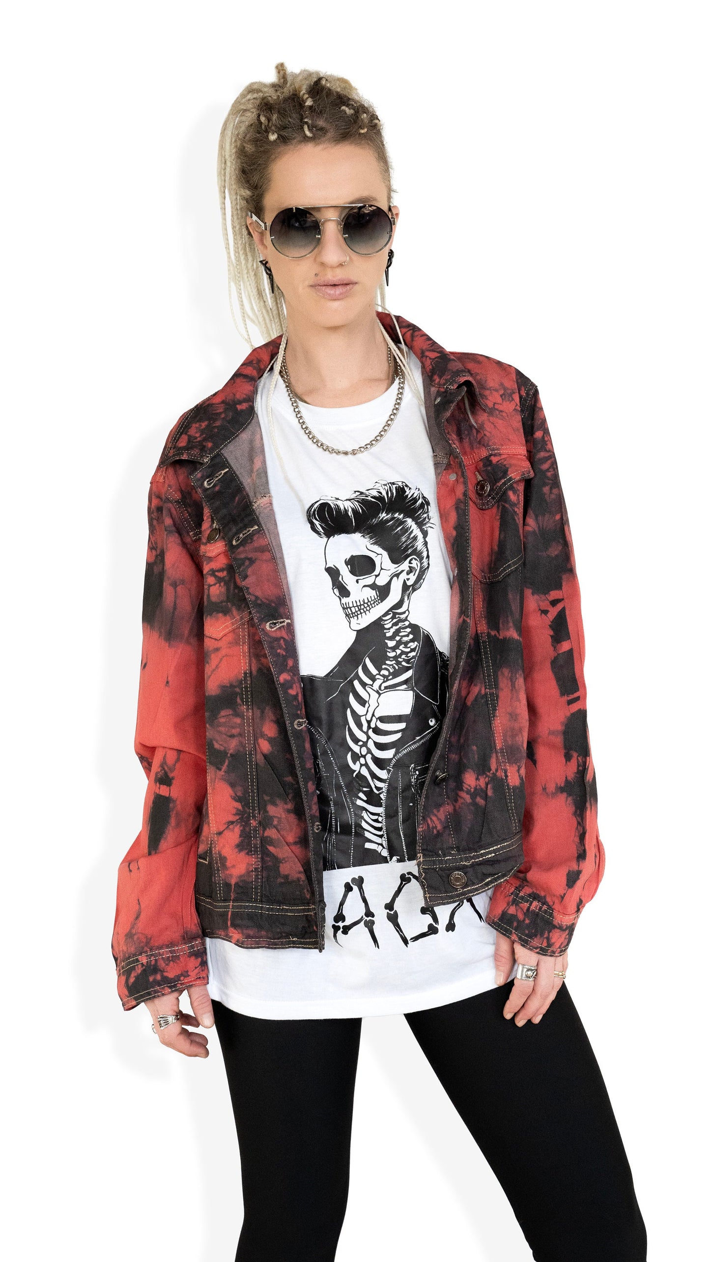 red tie dye jacket red denim jacket tie dye denim jacket red jeans jacket oversized jacket | y2k jacket upcycled jean jacket size XL