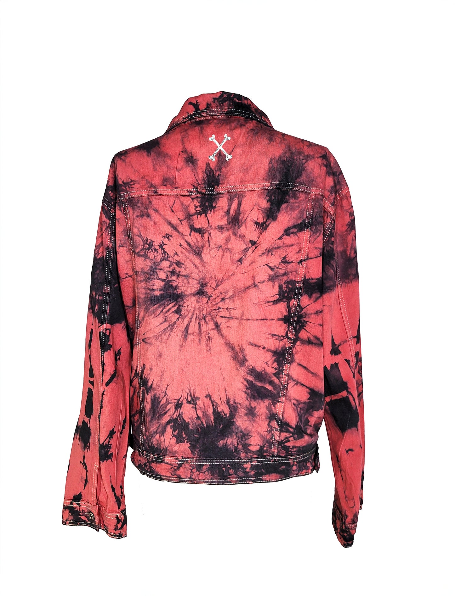 red tie dye jacket red denim jacket tie dye denim jacket red jeans jacket oversized jacket | y2k jacket upcycled jean jacket size XL
