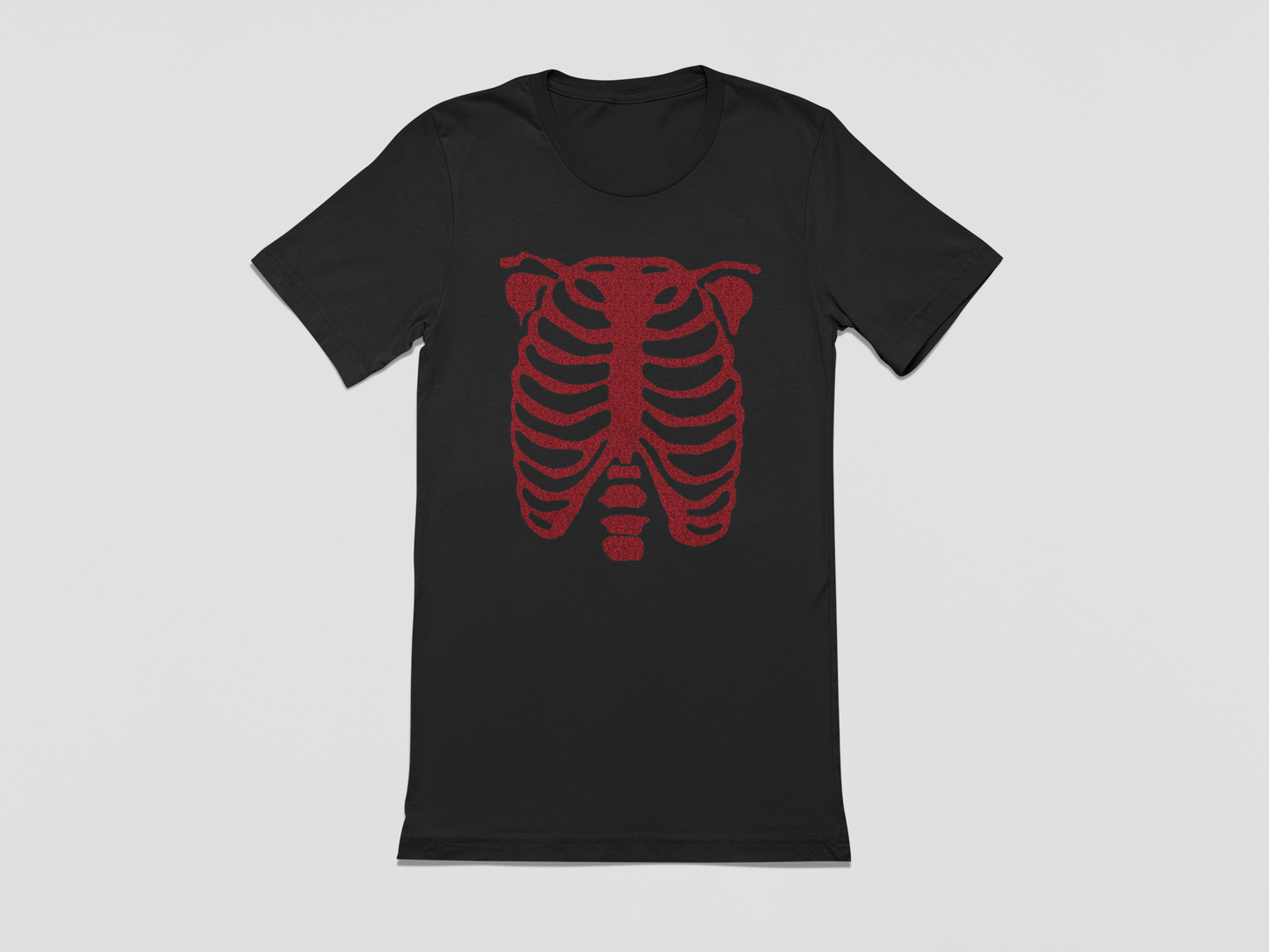 Glitter skeleton ribcage print T shirt | Unisex Black