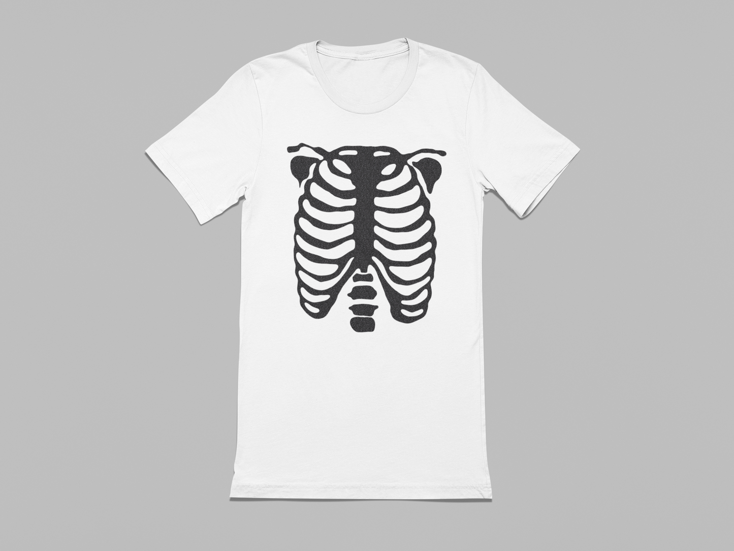 Black Glitter skeleton ribcage print unisex  t shirt