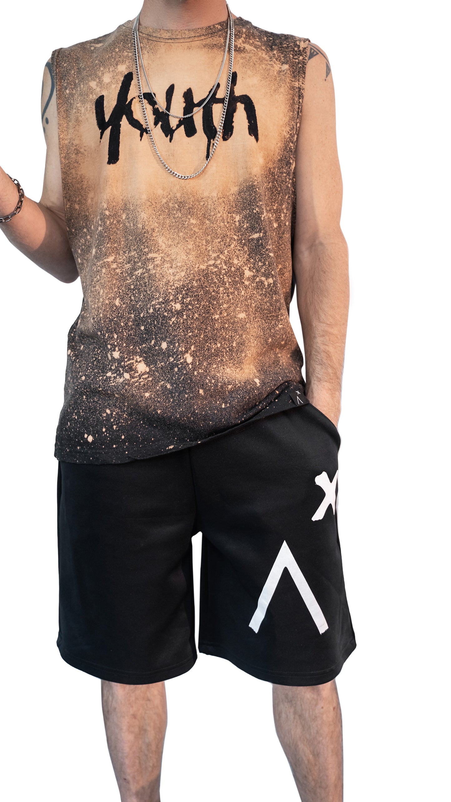 Youth bleached splatter muscle tank top | Relaxed fit Unisex