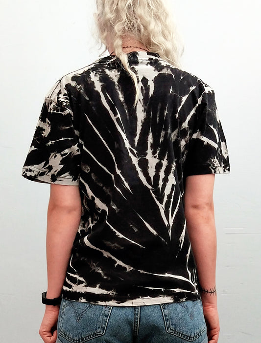 All Twisted Up Acid Wash tie dye T shirt in Black zebra