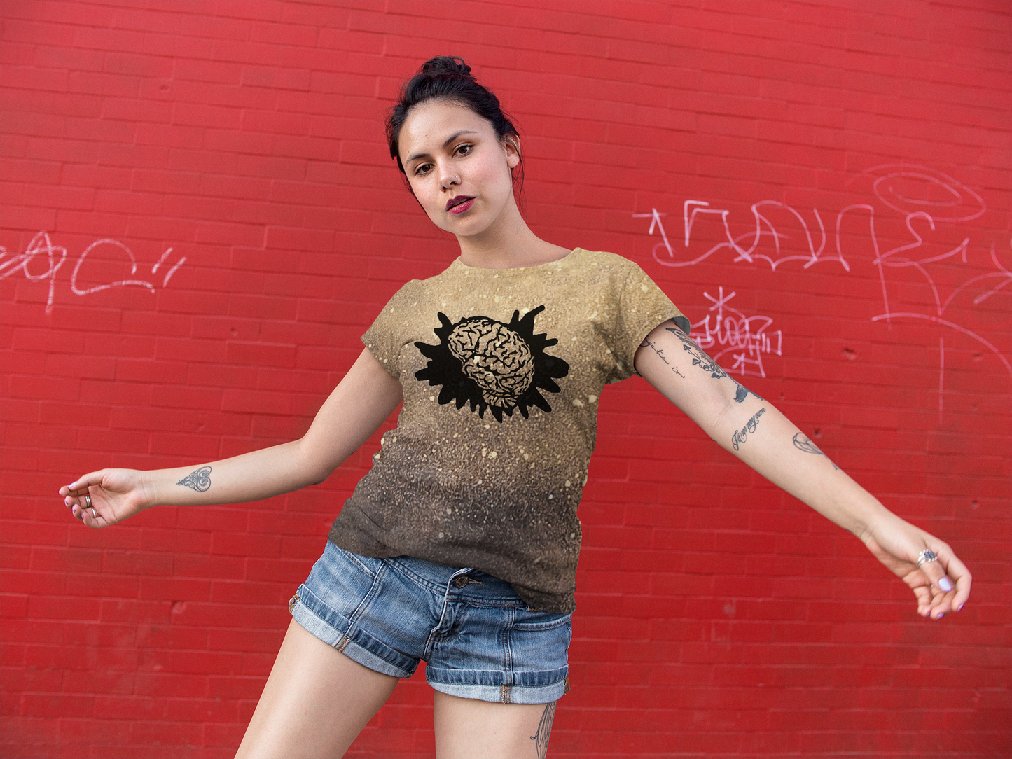 Splatter Brains bleached splatter t shirt