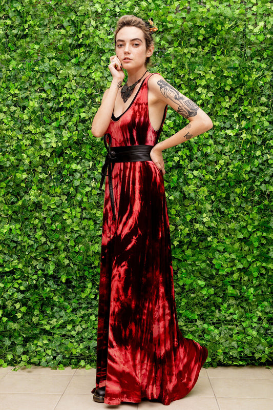 Tie dye bleach maxi dress | One Size