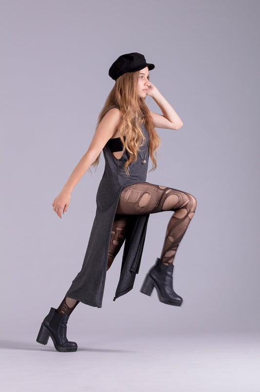 Tattered and torn fishnet tights | Black on Black