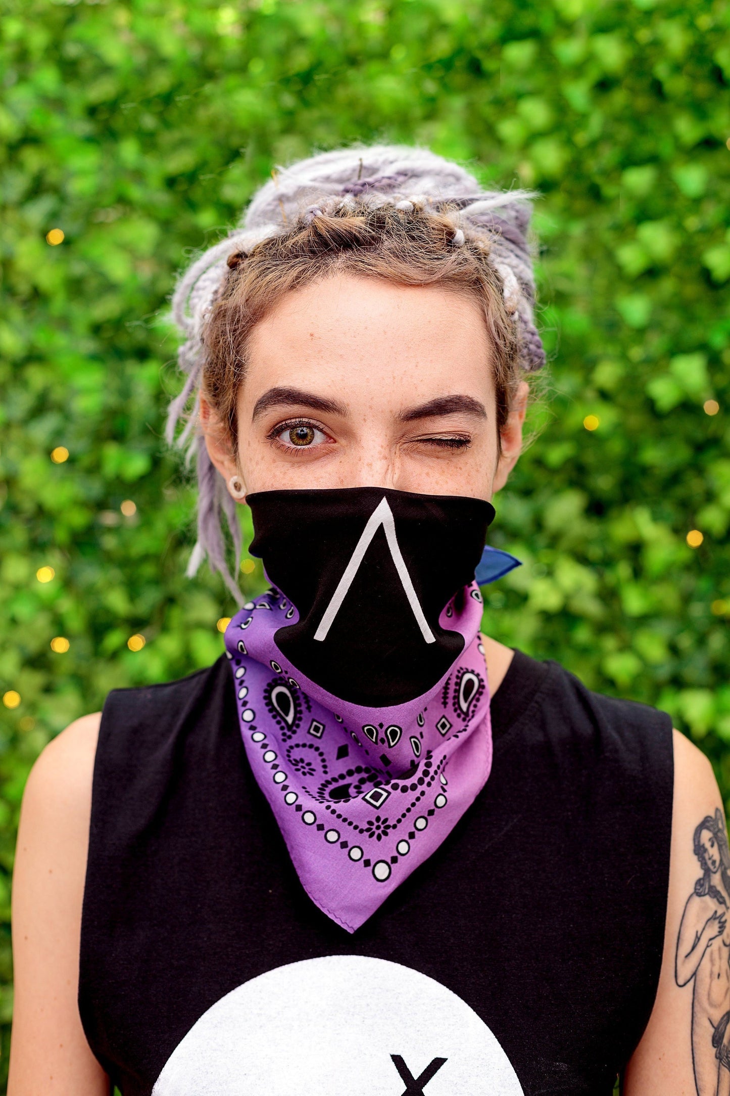 Gradient pink purple logo print cotton silk scarf | Bandana