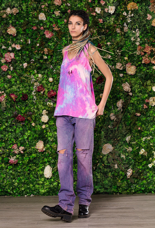 Purple ripped boyfriend jeans |  Unisex size L