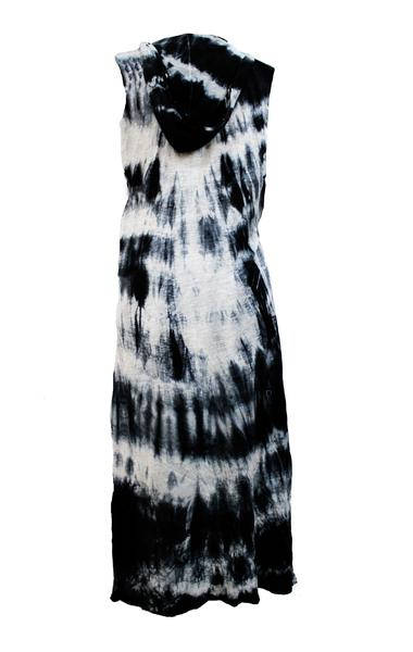 Apocalypse black smoke tie dye hooded maxi vest