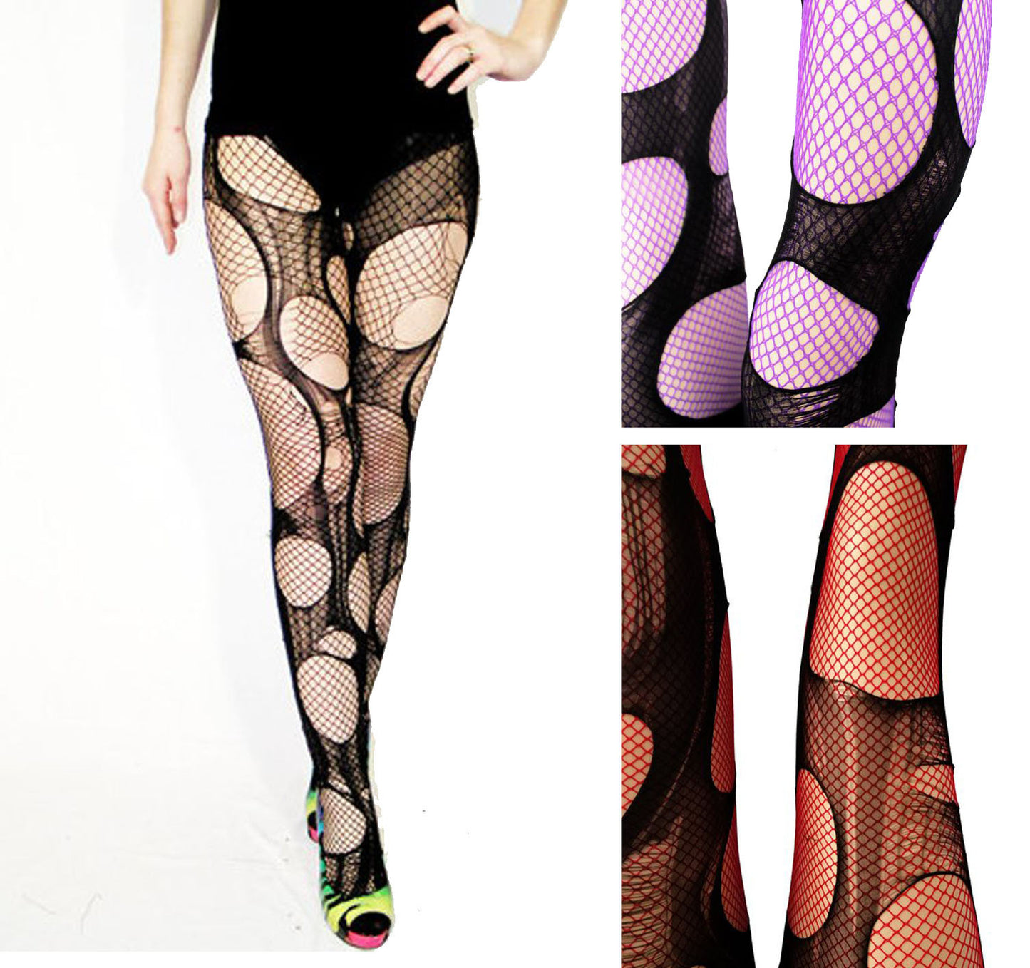 buy 2 get 1 free! Accessorize Agoraphobix double layered torn fishnet tights