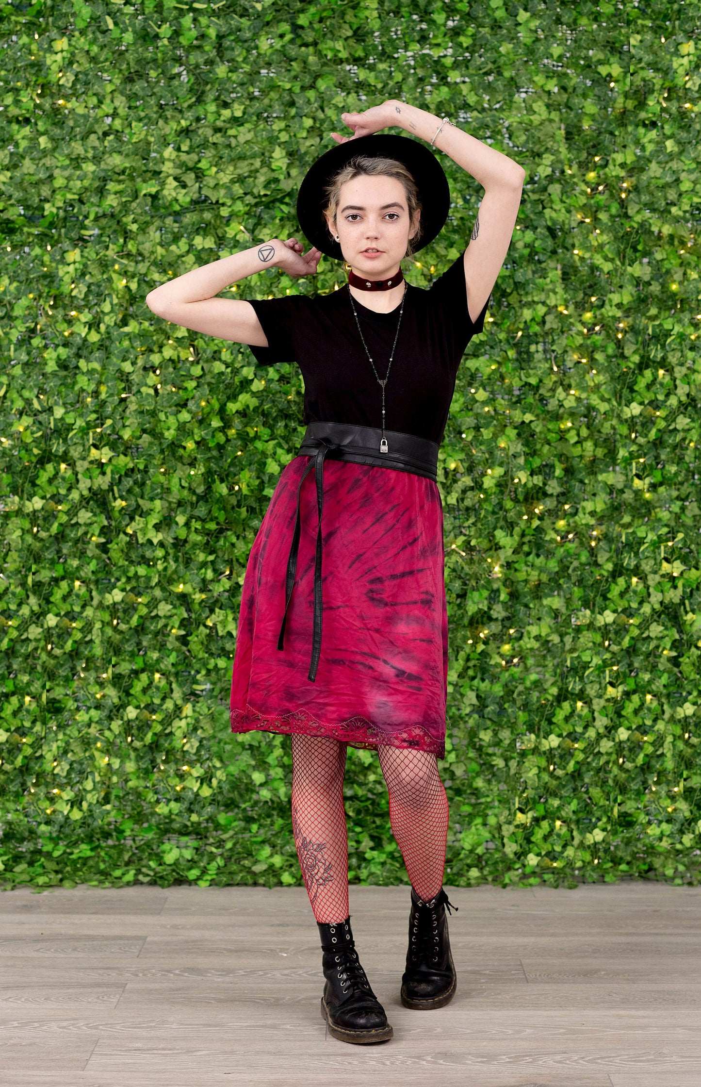red & black zebra tie dye soft grunge slip skirt
