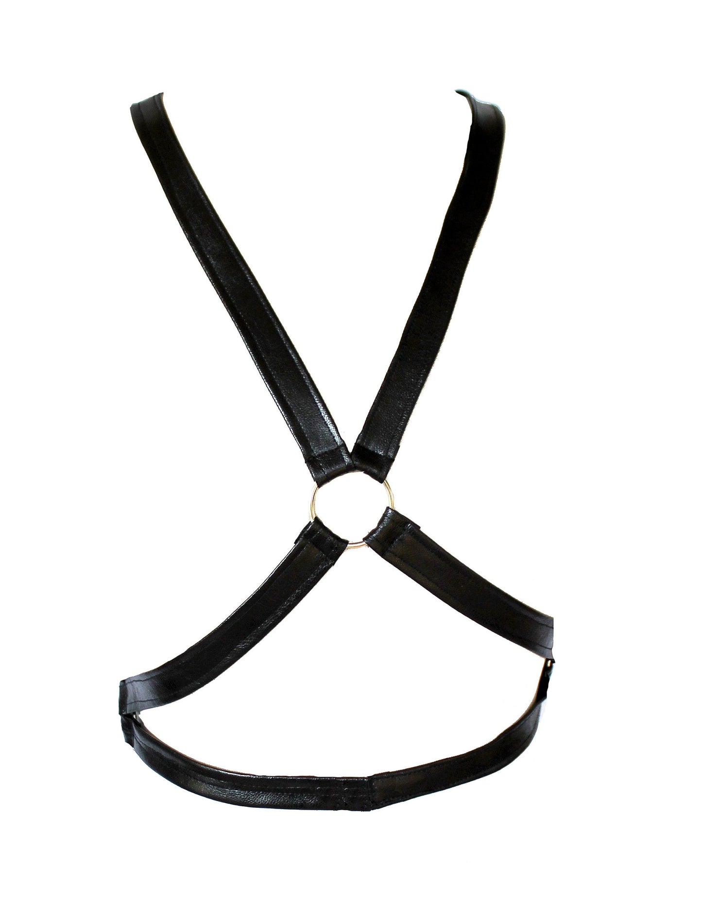 3 O ring chest harness bra |  vegan leather bondage bra