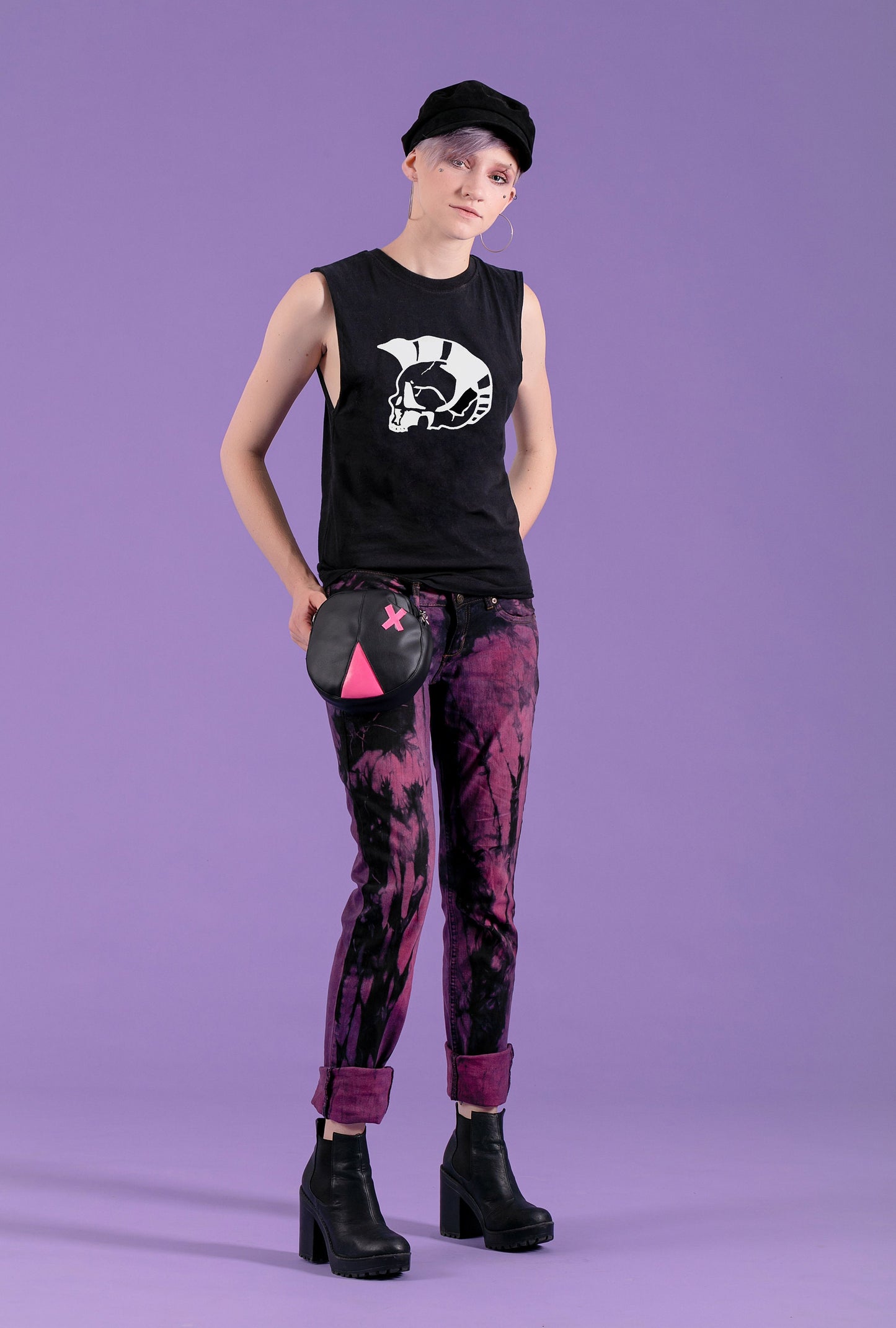 Mohawk skull print biker shirt crust punk tshirt | punk rock tank top muscle tank women | punk top skull shirt