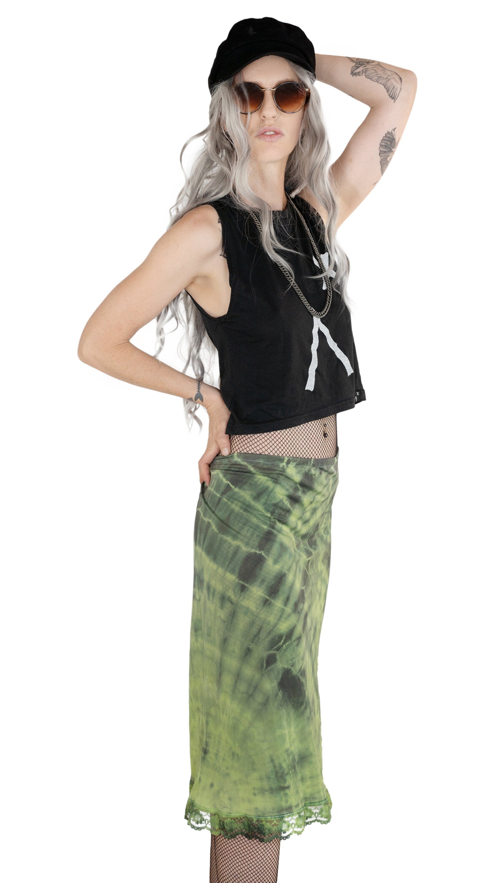 Marbled black green slip skirt fairy core tie dye skirt fairycore skirt | half slip grunge skirt soft grunge fairycore clothing