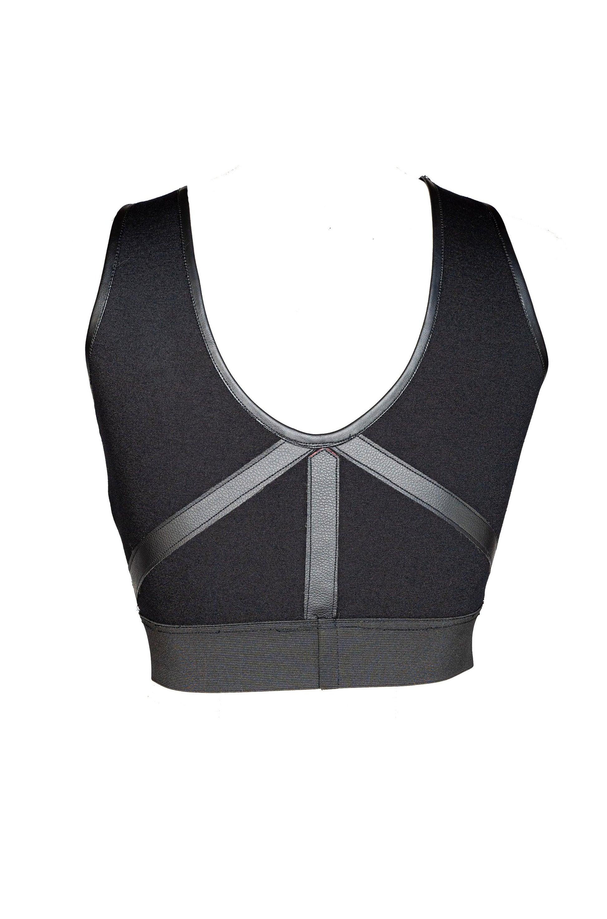 Black goth crop top faux leather top active wear | gothic crop top sports wear | sexy crop top goth bra leather bra
