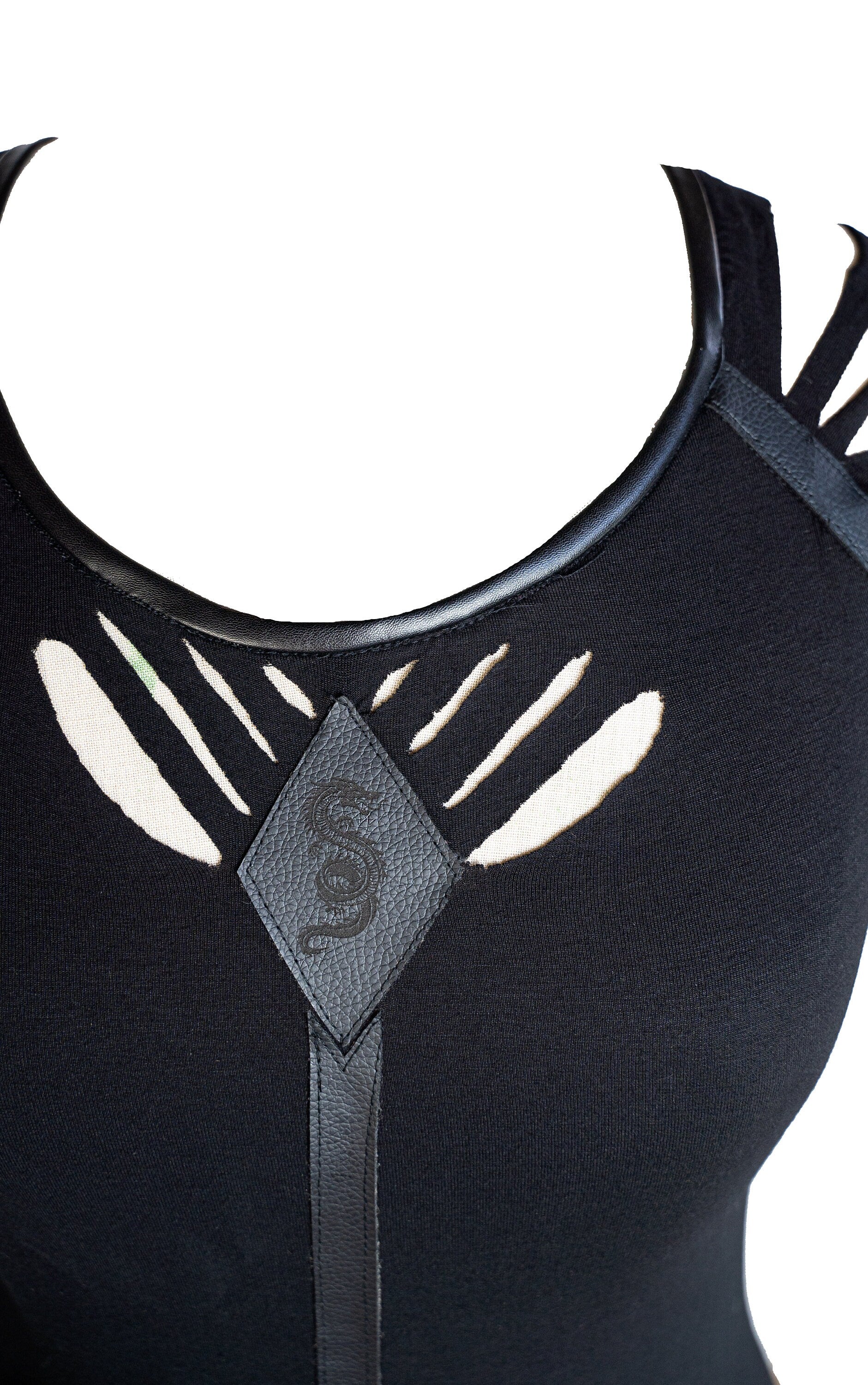 Black cut out top goth tank top faux leather top | cutout tank top goth shirt witch top witch shirt | occult top cut out tank top