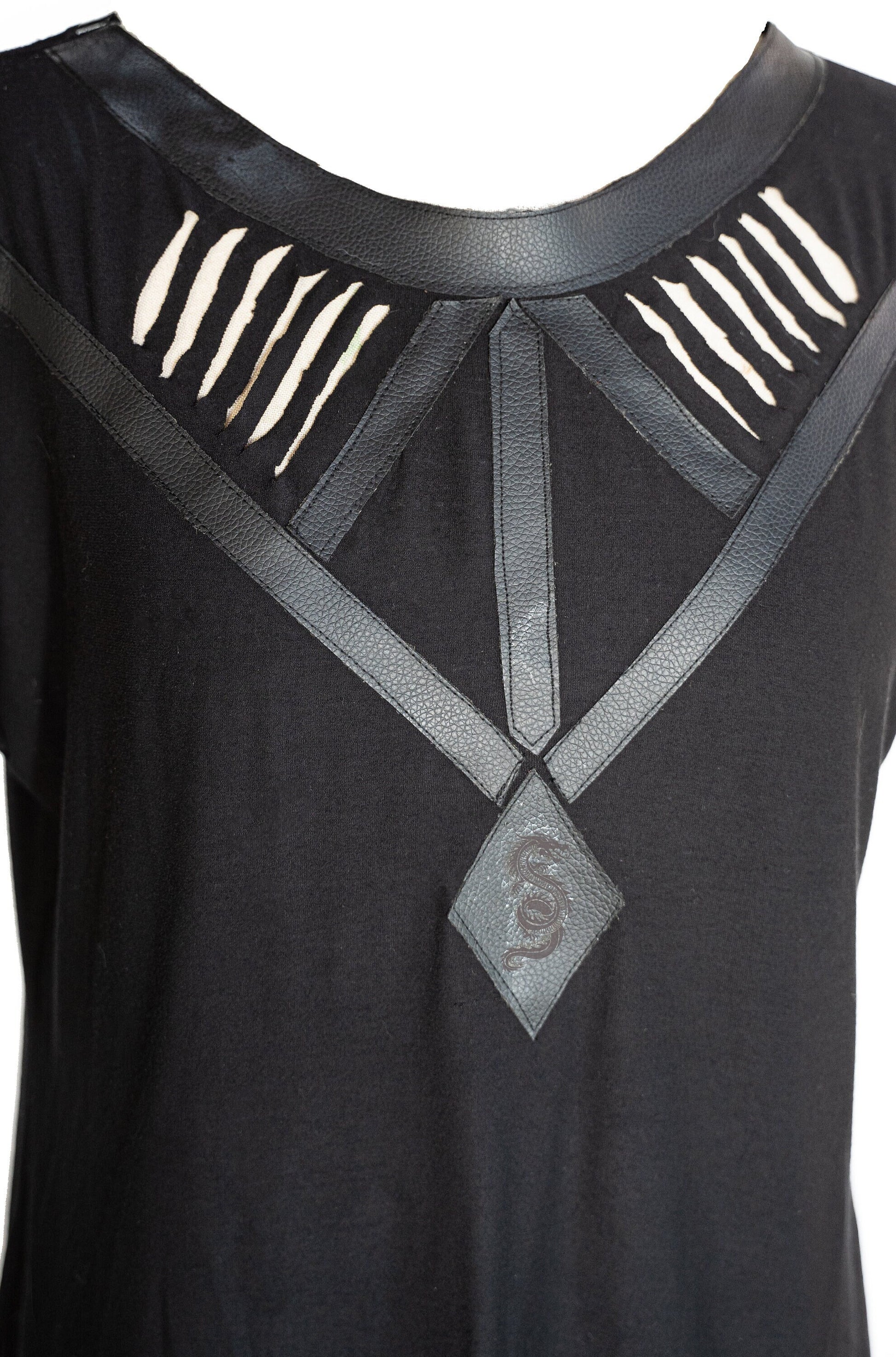 black cut out shirt summer goth top | leather shirt occult shirt dark academia shirt | alt shirt goth streetwear top