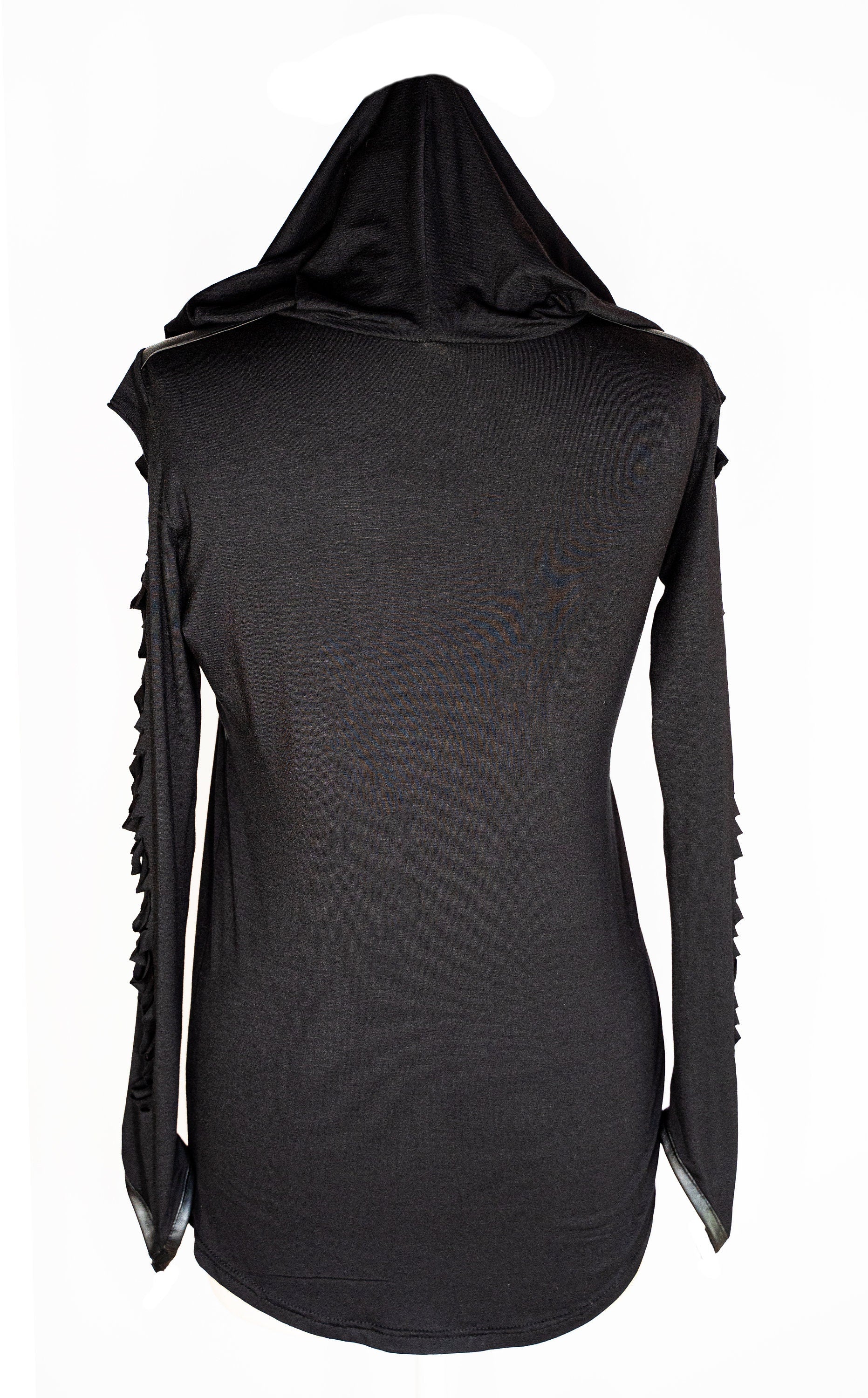 Gothic hoodie black ripped shirt leather strap goth hoodie gothic top pastel goth hoodie dark academia clothing