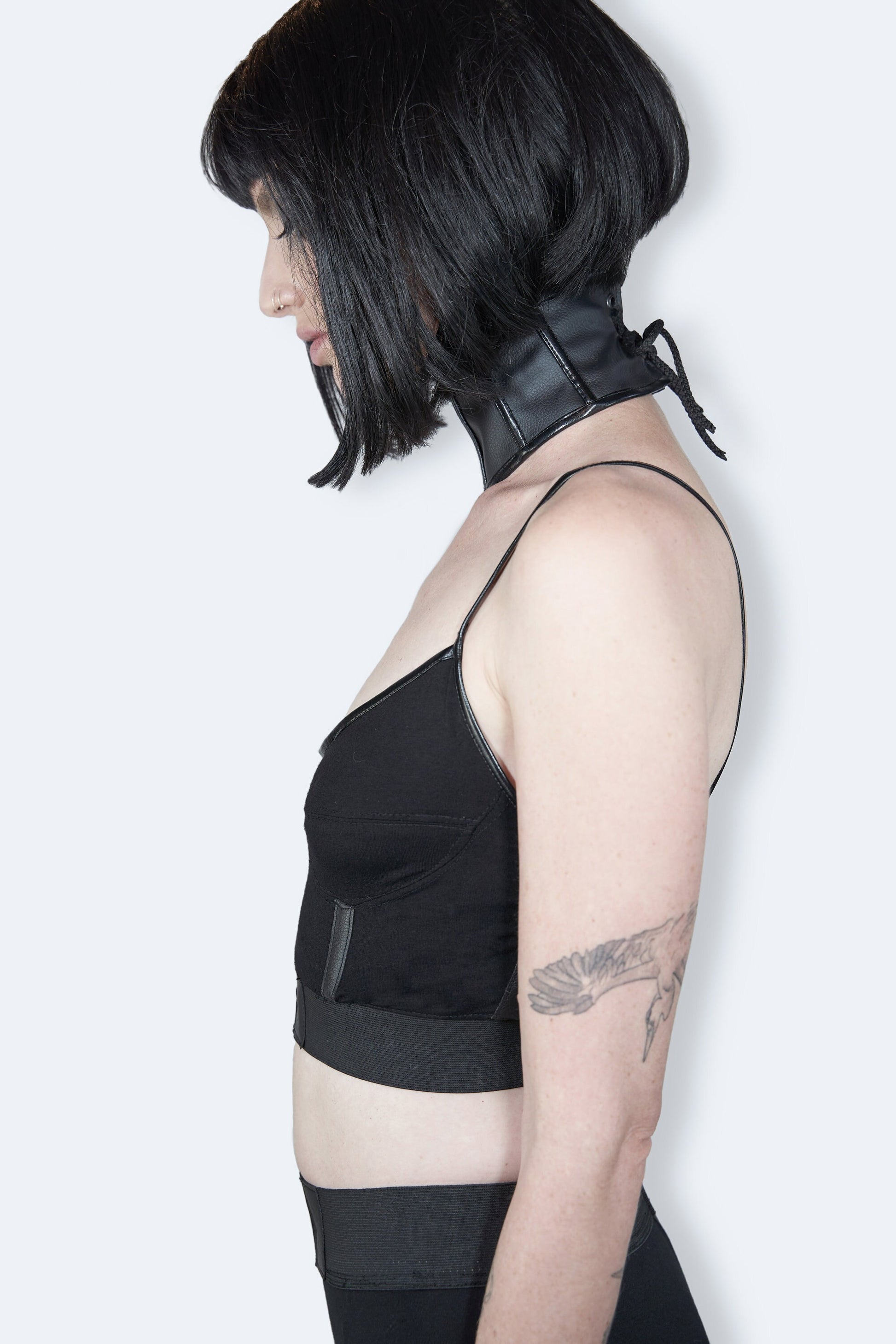 vegan leather choker goth leather choker | statement choker leather corset choker | high neck collar goth choker gothic collar |