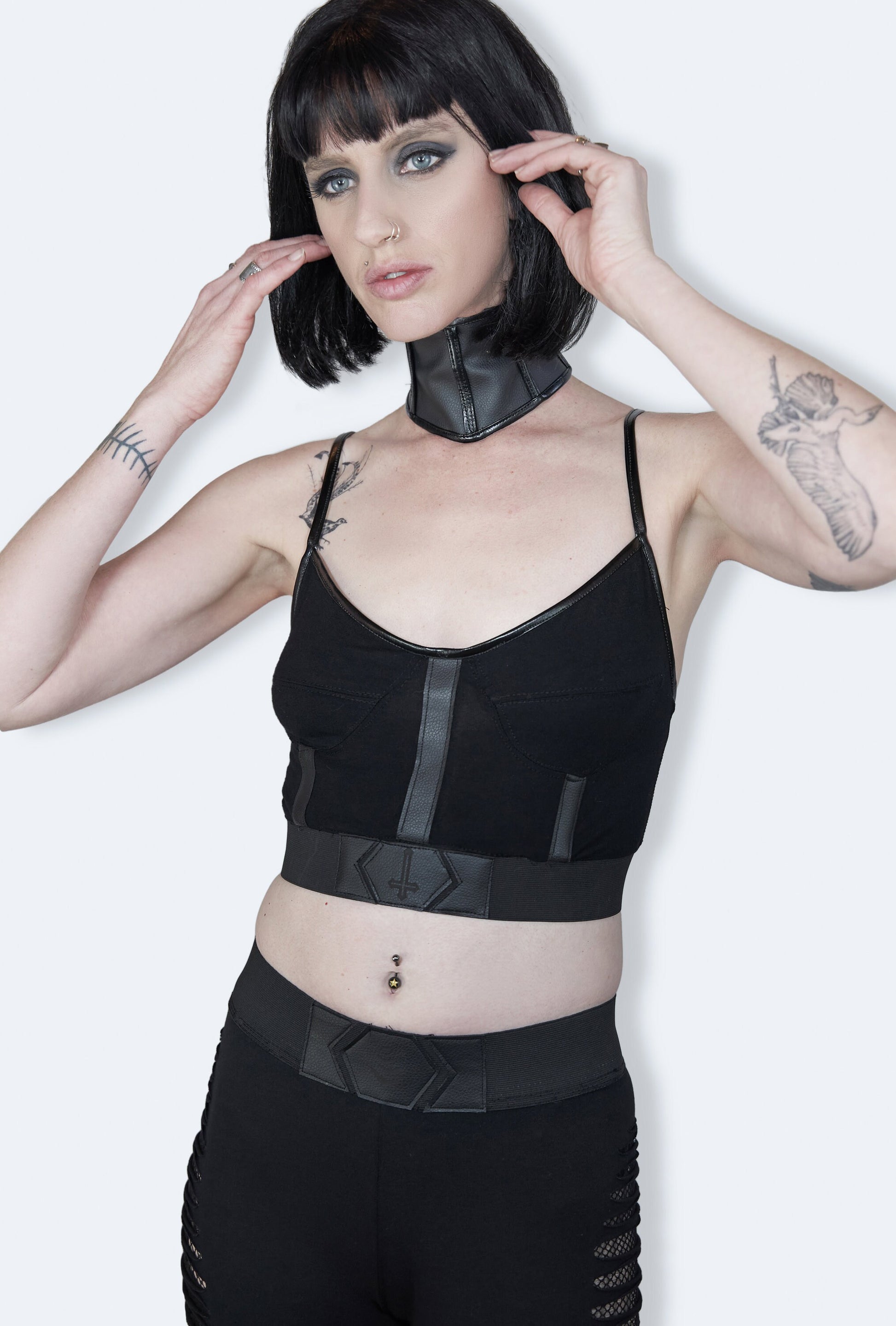 vegan leather choker goth leather choker | statement choker leather corset choker | high neck collar goth choker gothic collar |