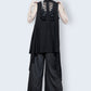 skeleton rib cage cutout black lightweight cardigan vest goth vest | kimono vest long flowy vest | oversized cardigan