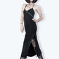 Black slip dress summer goth dress spaghetti strap dress | goth slip dress black leather dress | alt dress statement dress