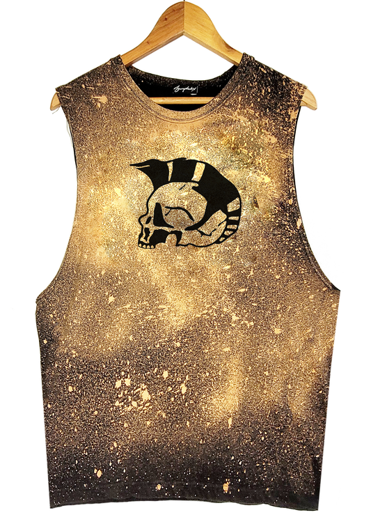 Punk skull bleached splatter tank top