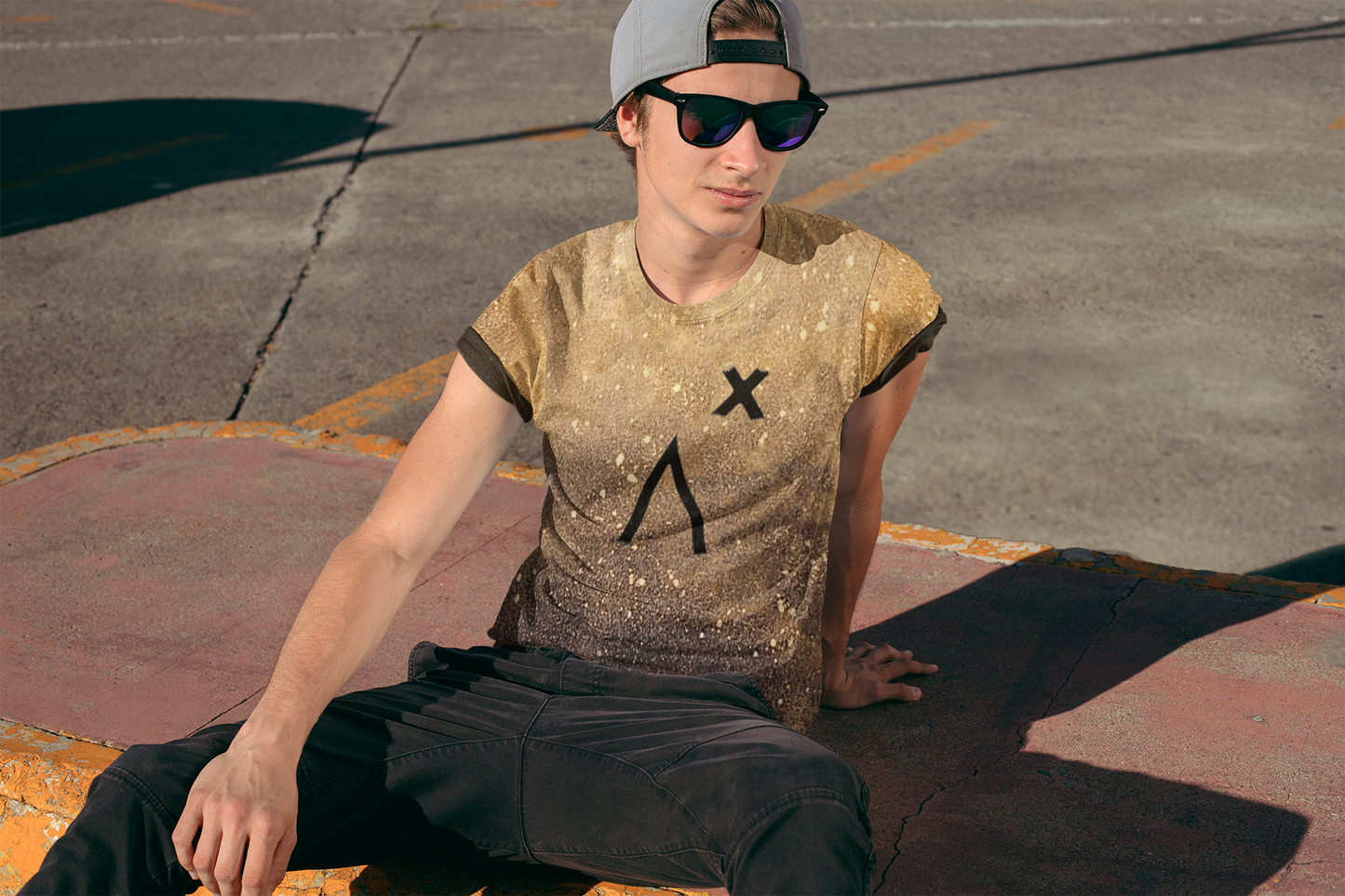 Brushstroke Logo Bleached splatter T shirt