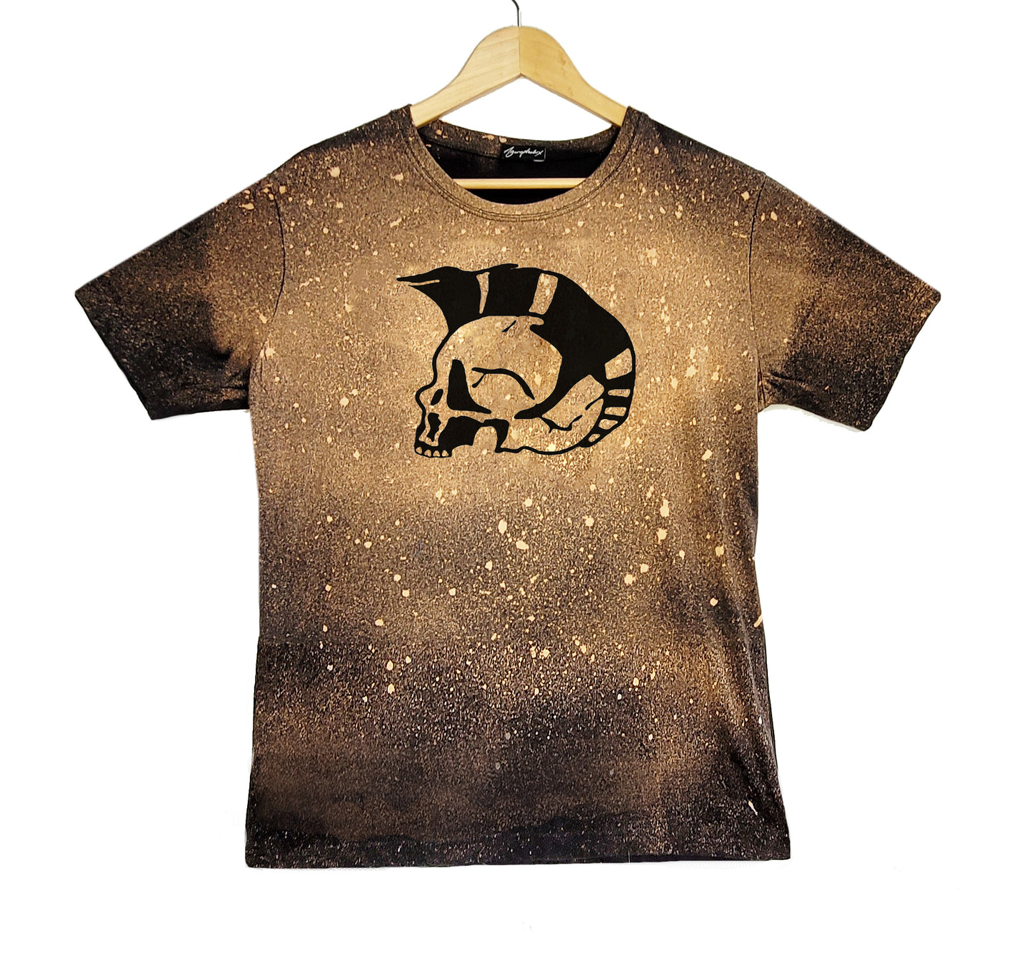 Punk skull bleached splatter t shirt