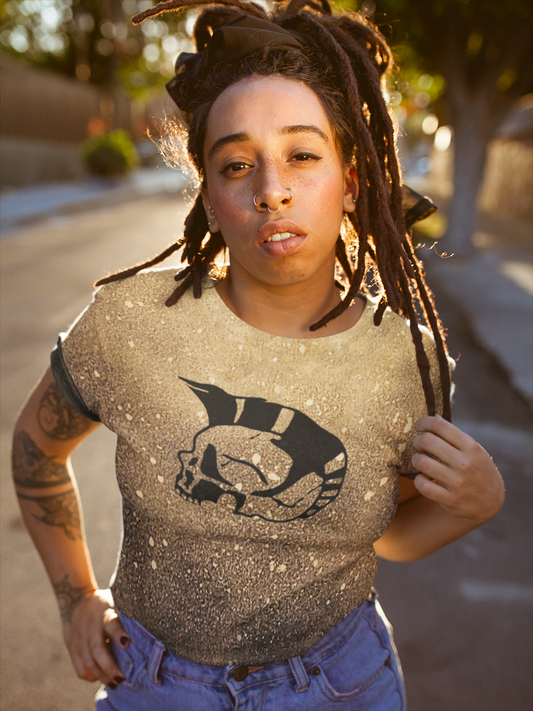 Punk skull bleached splatter t shirt