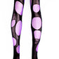 Double layered tattered & torn Purple | Black fishnet tights
