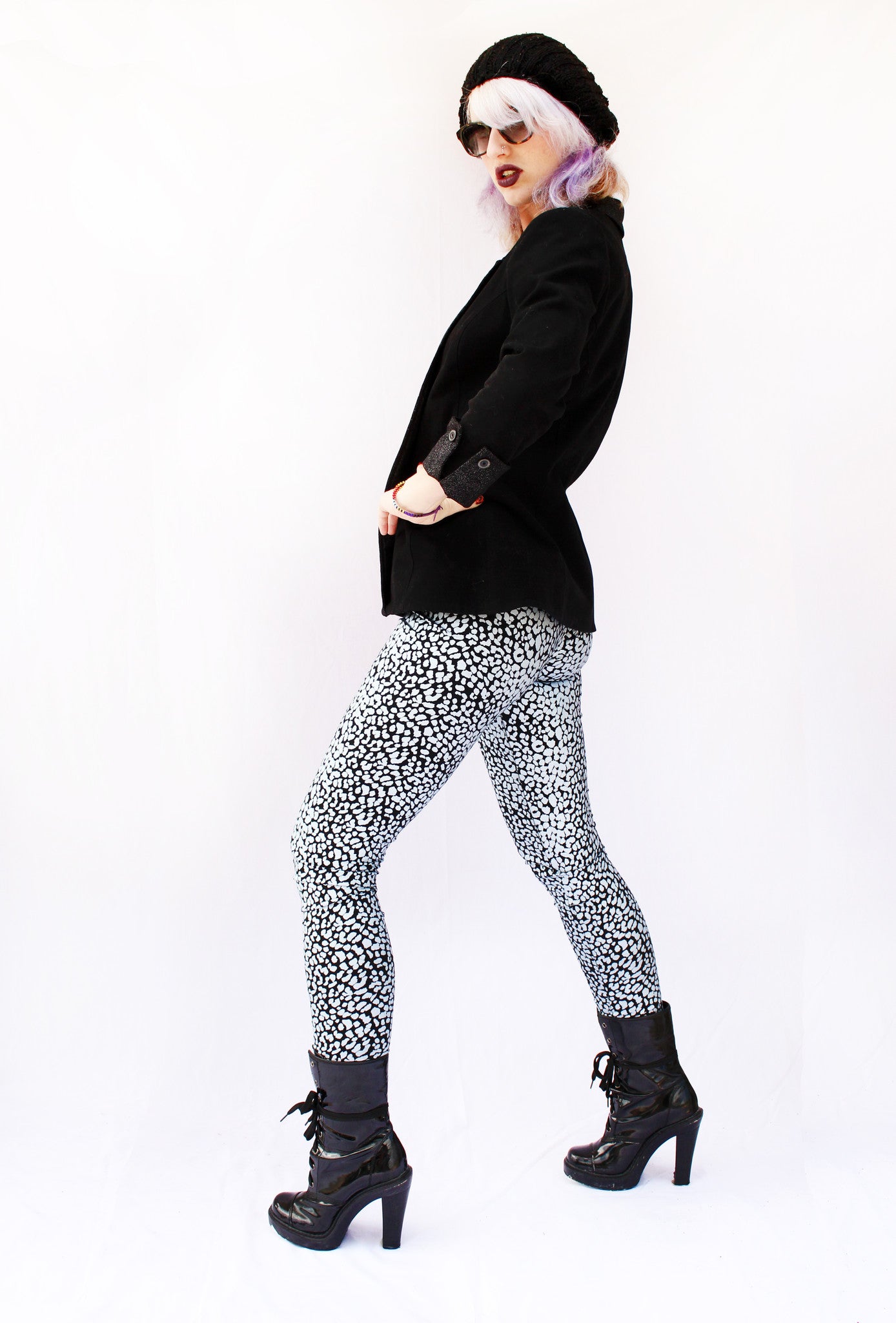  silver leopard leggings black boyfriend blazer soft grunge shiny spandex leggings leopard print leggings 