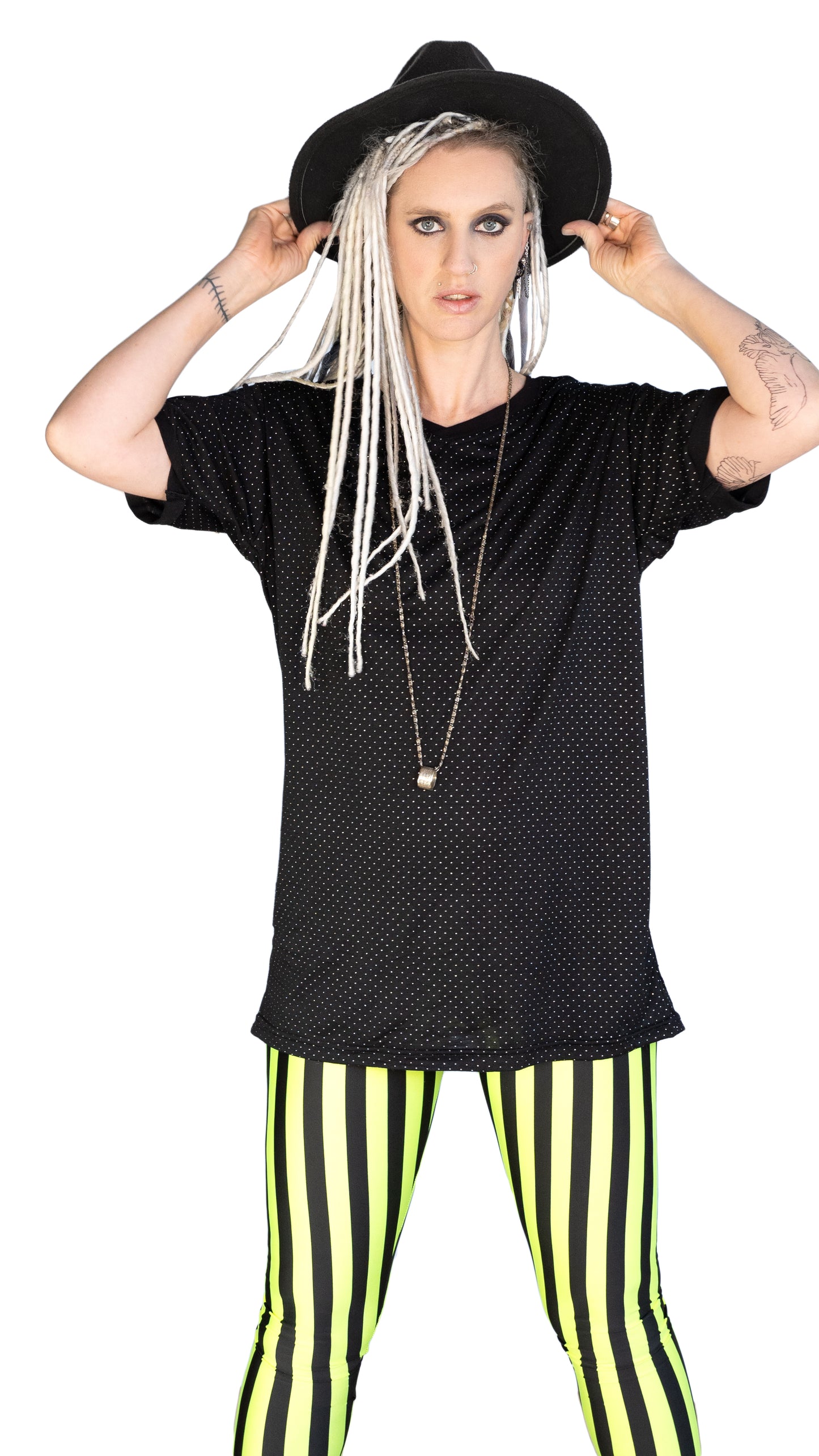Silver droplet studded V neck T shirt | Unisex