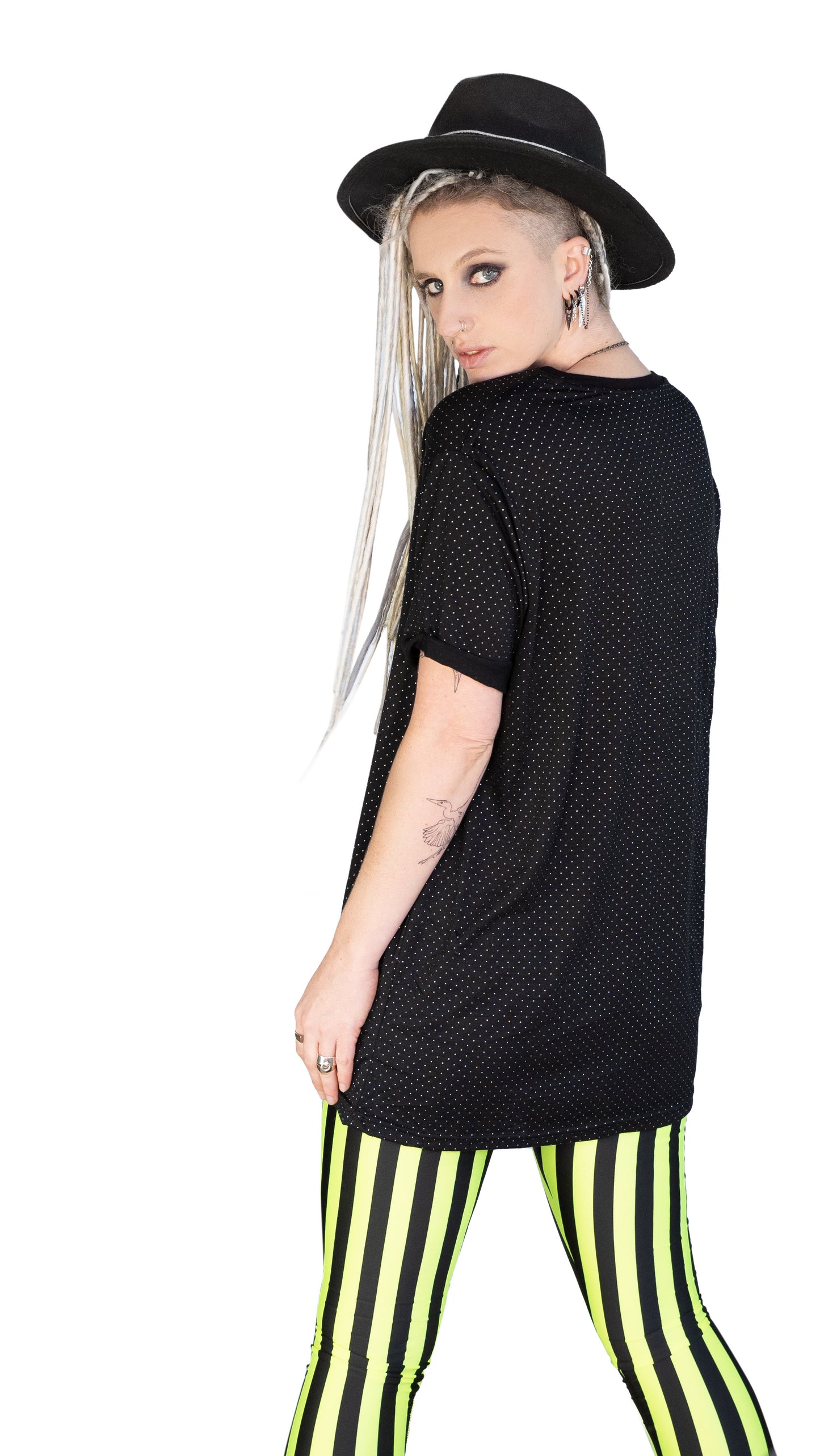 Silver droplet studded V neck T shirt | Unisex