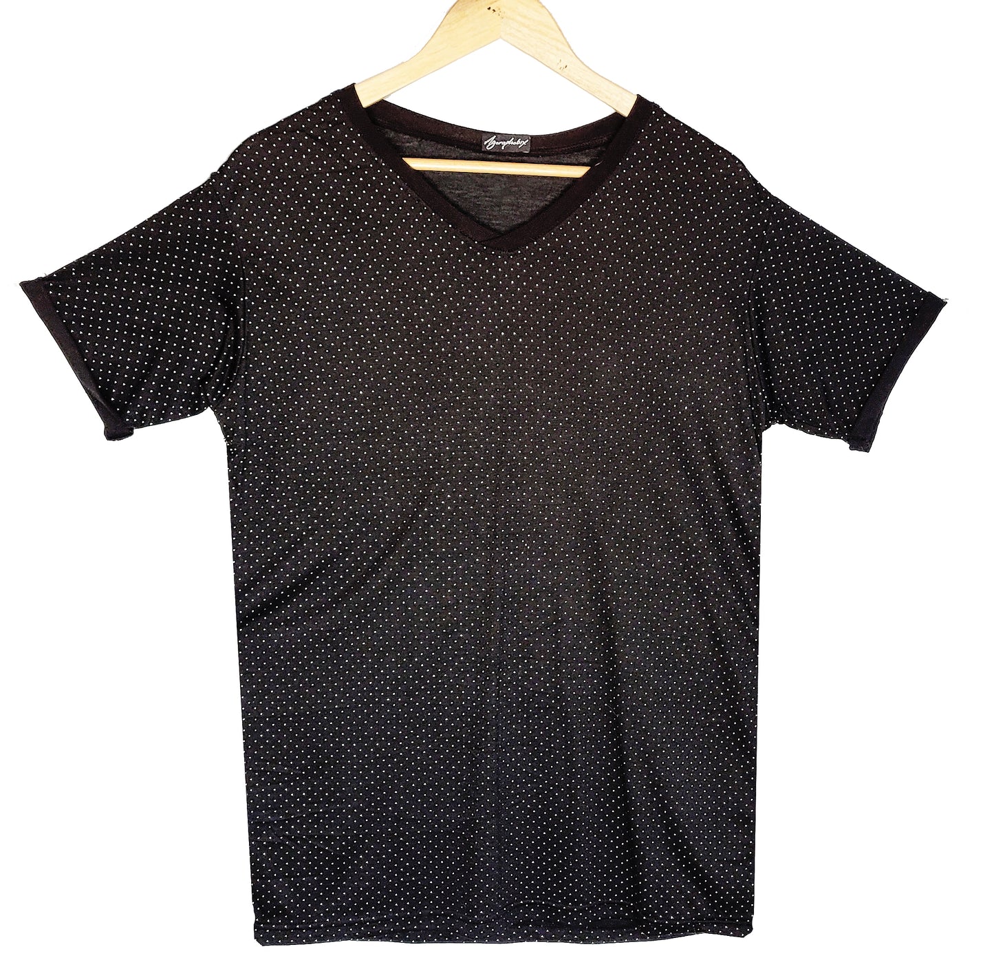Silver droplet studded V neck T shirt | Unisex