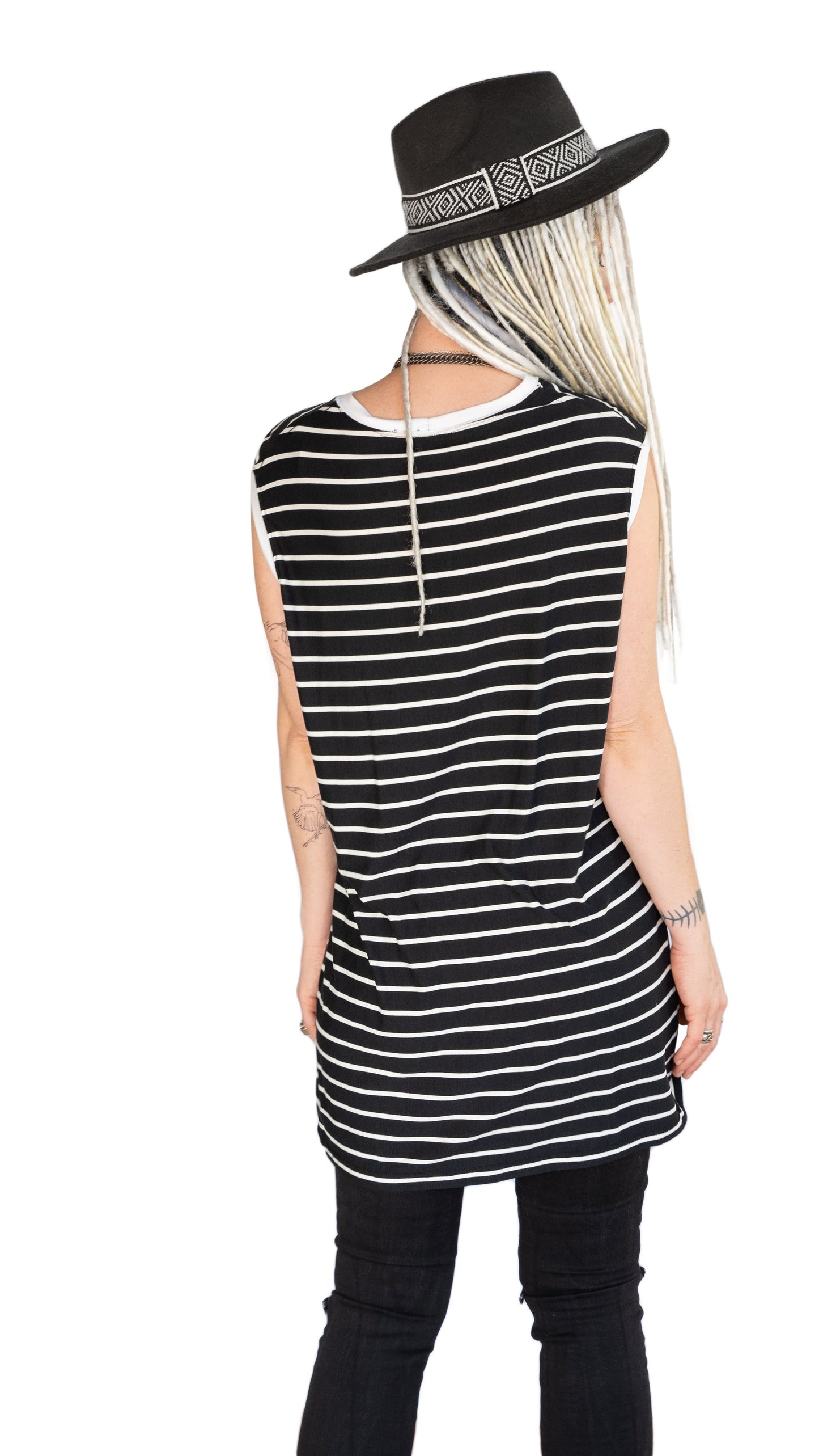 Black and white stripe muscle tank top | Relaxed fit Unisex