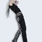 Skellington Black & white skull print ankle zip skinny jeans