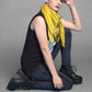 yellow & black smoke tie dye silk scarf | Lightweight