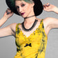 Marigold yellow lace detail grunge slip dress