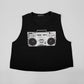 Ghetto blaster boombox print relaxed fit crop top