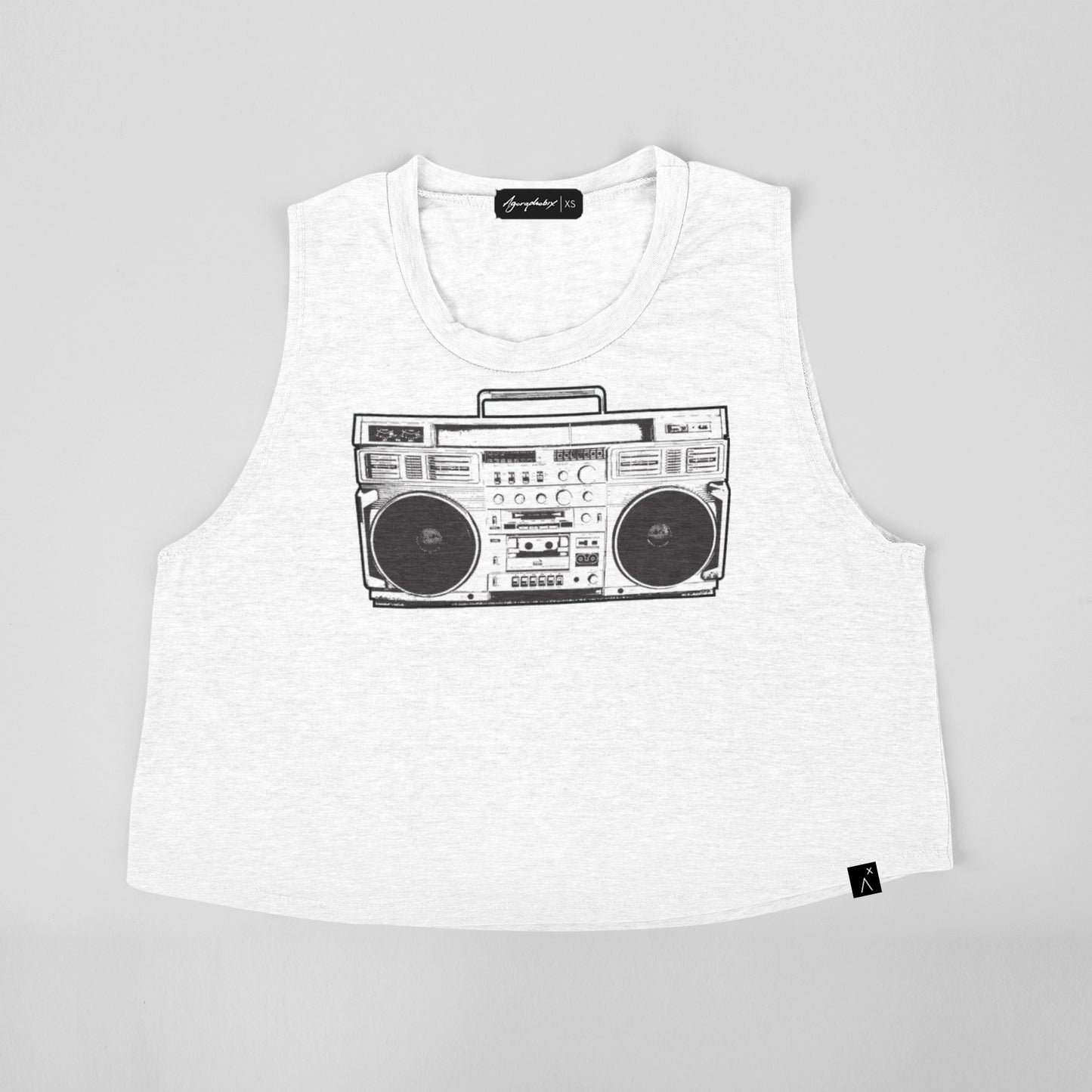 Ghetto blaster boombox print relaxed fit crop top