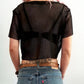Black Fishnet crop top in a relaxed fit