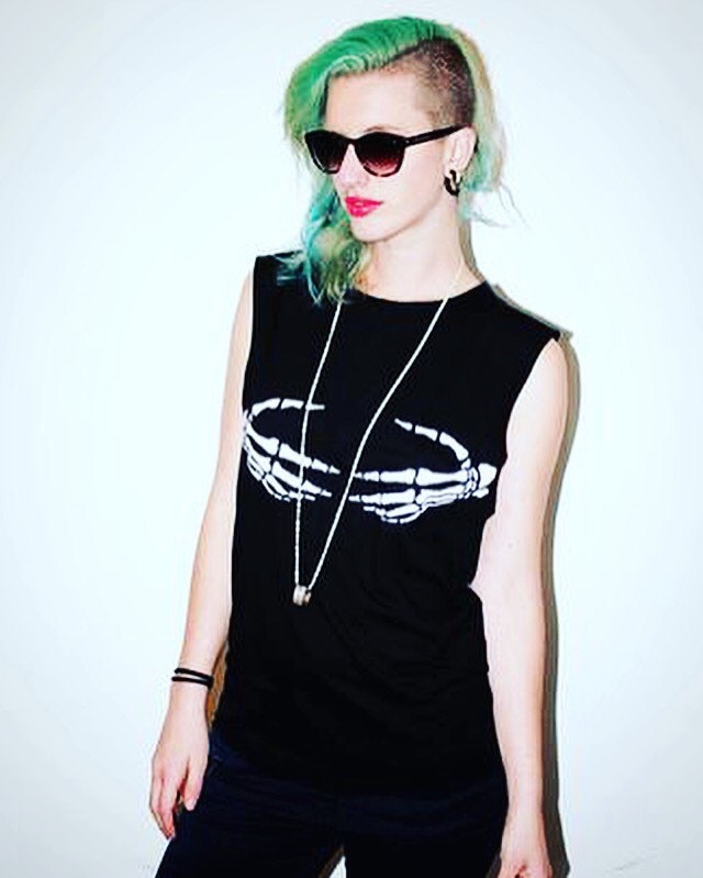Death grip skeleton hand print punk shirt oversize tank top | halloween skeleton top cyberpunk clothing
