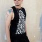 Unisex horror print skull top goth tank top | skull print biker shirt | skeleton print skeleton tshirt muscle top