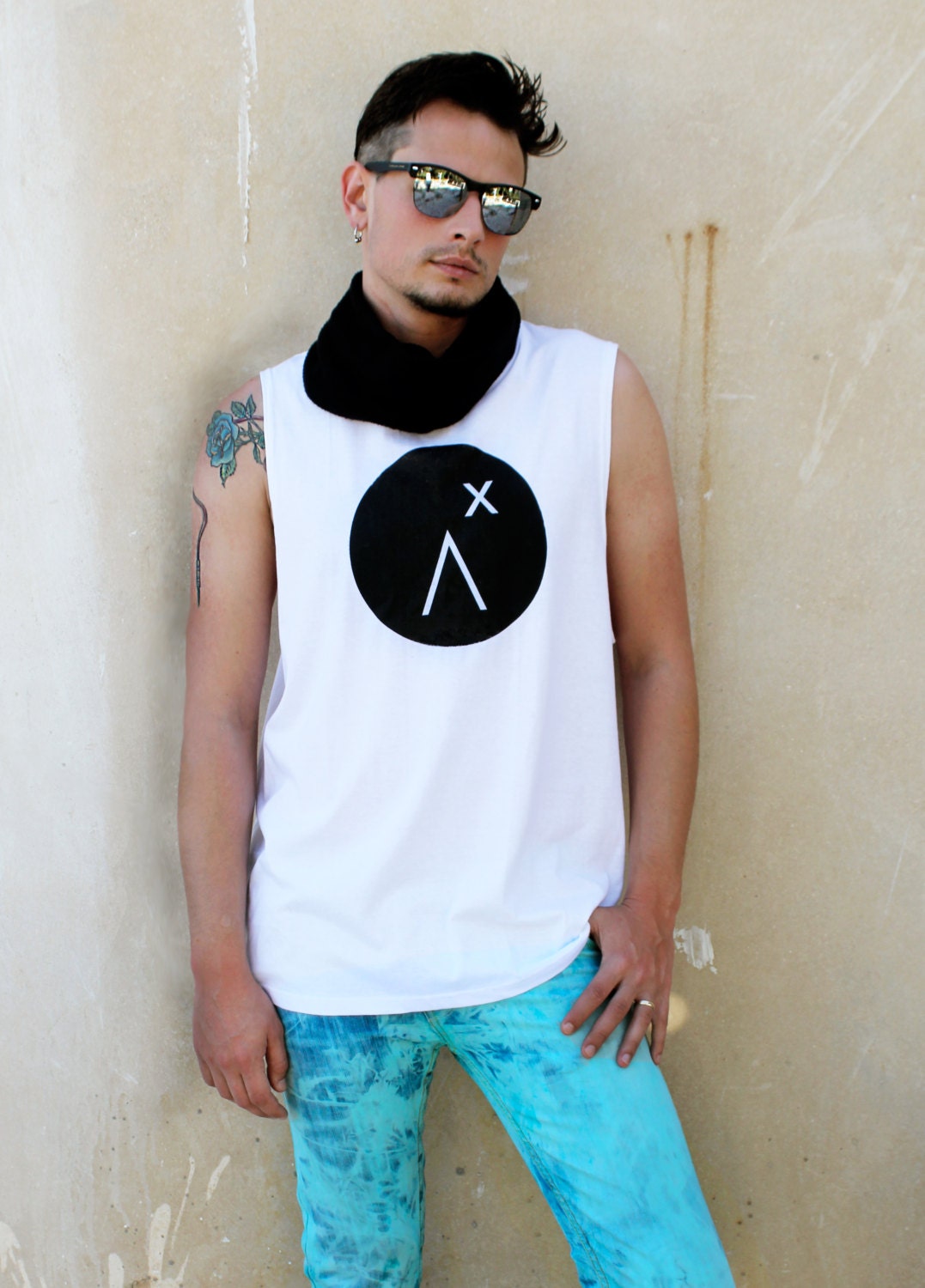 My Logo oversize long tank top | muscle tank streetwear graphic tee biker shirt| gift for him handmade tank top