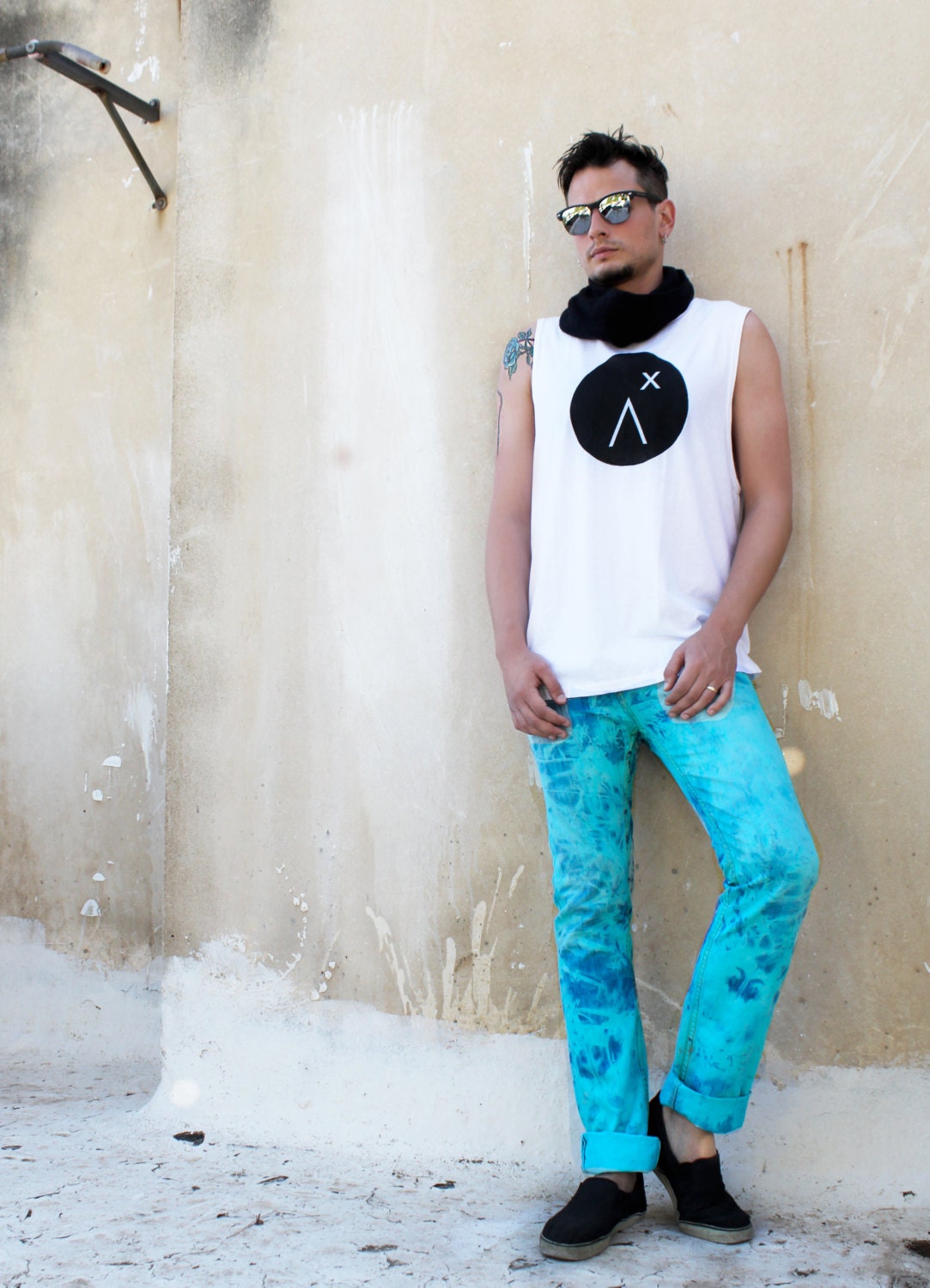 My Logo oversize long tank top | muscle tank streetwear graphic tee biker shirt| gift for him handmade tank top
