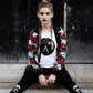 Skully Knee Pad Skull printed leggings punk aesthetic clothing halloween leggings | yoga leggings pastel goth leggings