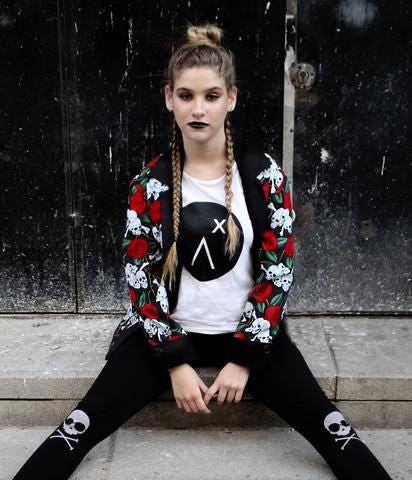 Skully Knee Pad Skull printed leggings punk aesthetic clothing halloween leggings | yoga leggings pastel goth leggings