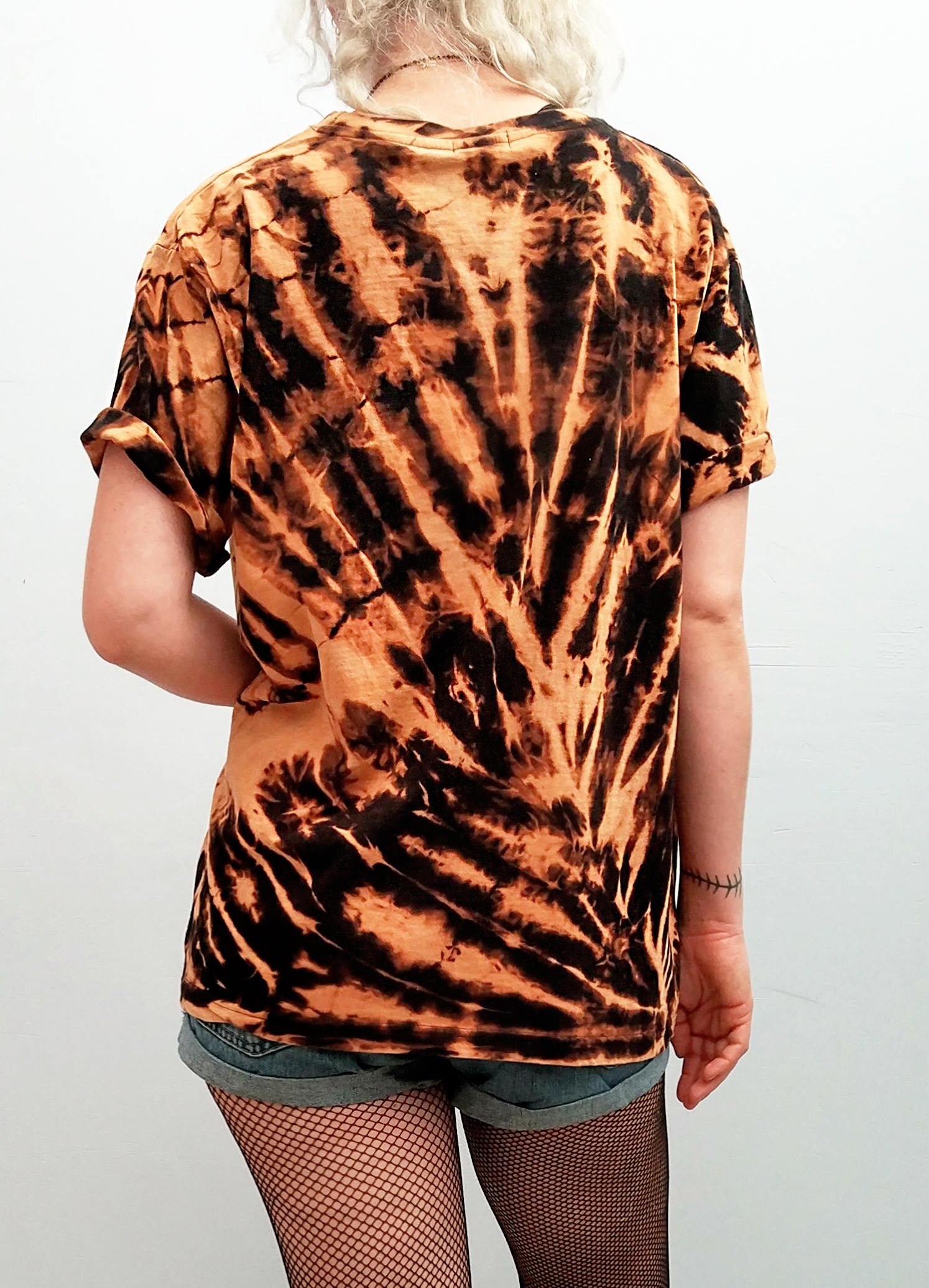 Reverse tie dye Bleach tie dye t shirt in tiger blood | bleached shirt acid tshirt Unisex punk top | tie dye shirt grunge t shirt
